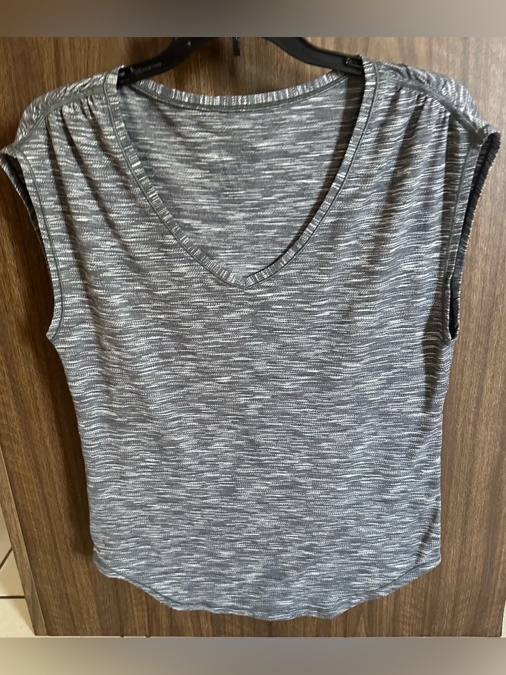 Lululemon Top Heathered Gray V-Neck Short Sleeve Top,